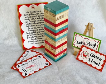 Deluxe Elf Accessory – Elf Sized Painted Block Stacking Game with Arrival Letter, Elf Props, Elf Arrival