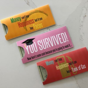 Pacote de envelopes com dinheiro para formatura - Tacos, gasolina, você sobreviveu!