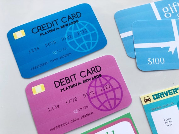 Printable Pretend Credit Cards Play Gift Cards Play Coupons Etsy UK