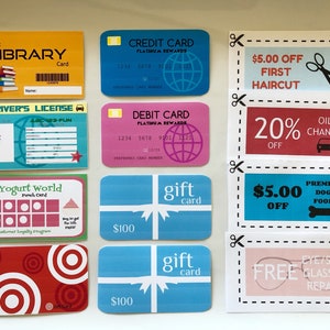Cartes de crédit, cartes-cadeaux et coupons de jeu imprimables