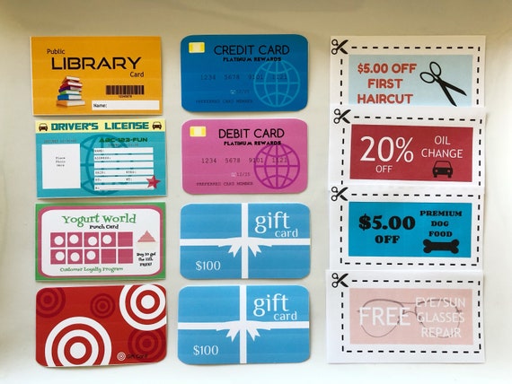 Printable Pretend Credit Cards Play Gift Cards & Play Etsy