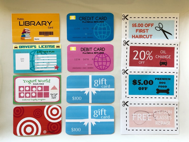 Printable Pretend Credit Cards Play Gift Cards &amp; Play | Etsy