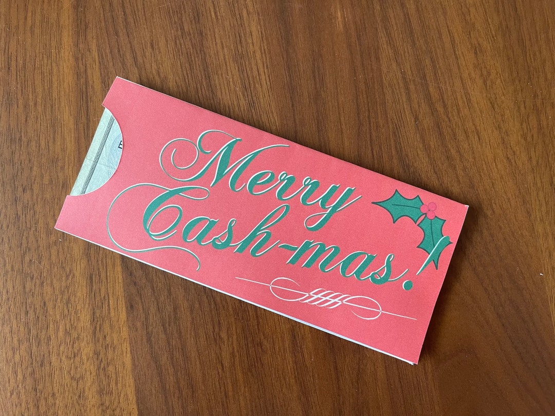 Merry Cashmas Printable Christmas Card Money Holder Etsy