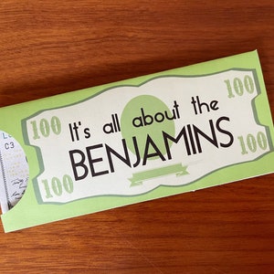 All About the Benjamins- Funny Money Holder Printable Envelope, Graduation, Birthday, 21st Birthday, 18th Birthday, Sweet Sixteen