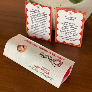 Funny Elf Accessory - Elf Delivery Envelope with Arrival Letter and Departure Letter, Elf Props, Elf Arrival