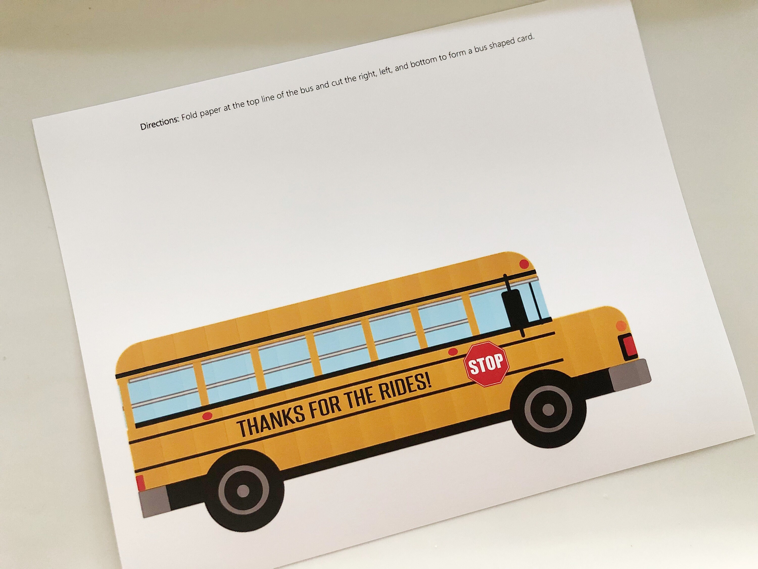 Bus Driver Thank You Card Printable - Etsy