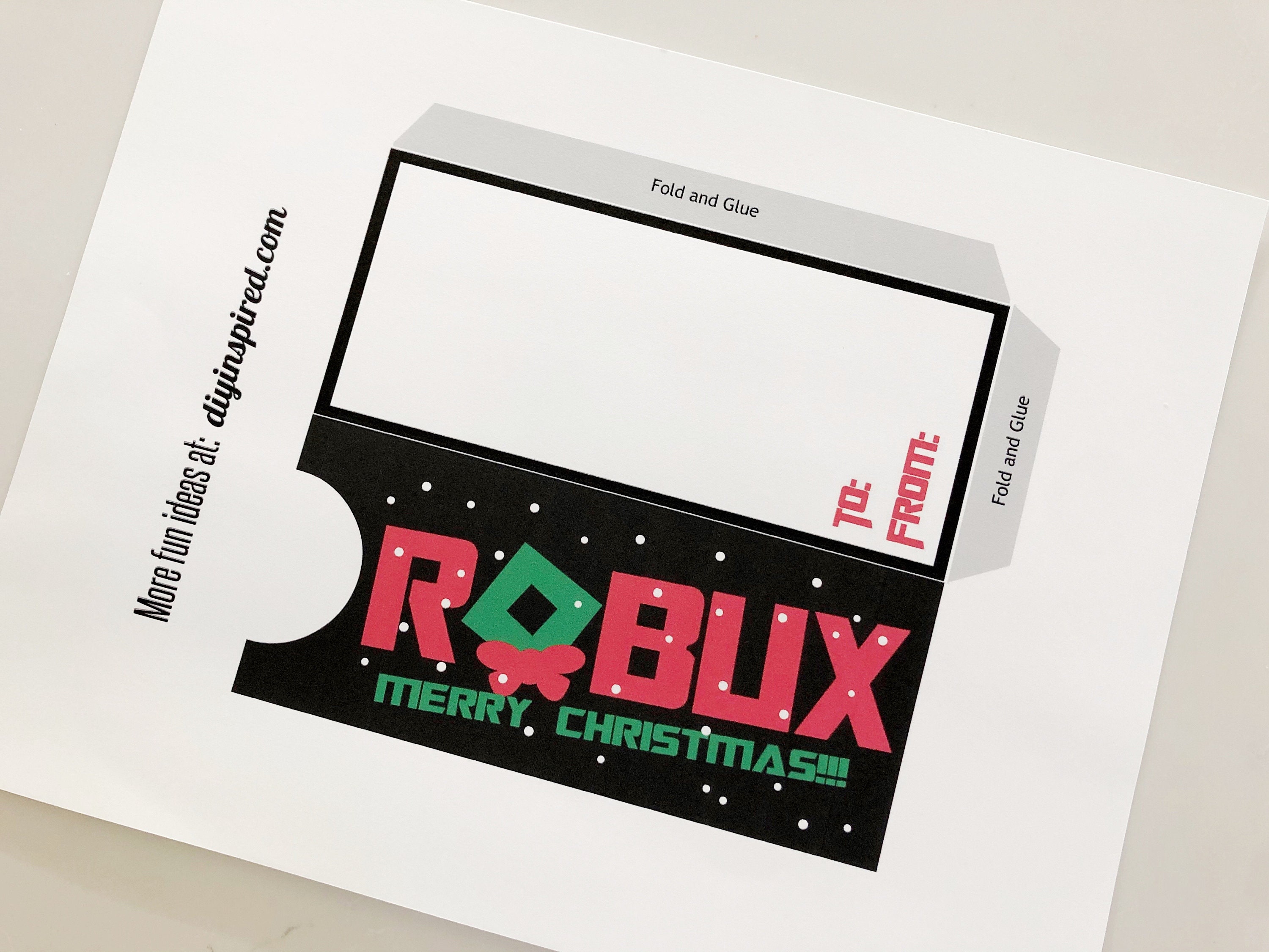 Robux Gift Card Holder Printable For Birthdays Roblox Video Video 