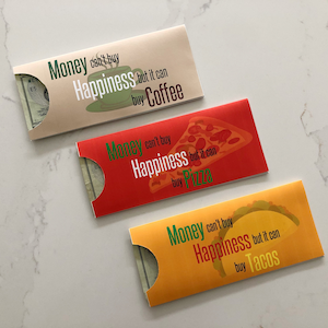 Bargeld-Umschlag-Bundle für Geburtstage - Pizza, Tacos und Kaffee!