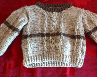 Cable crochet boys sweater