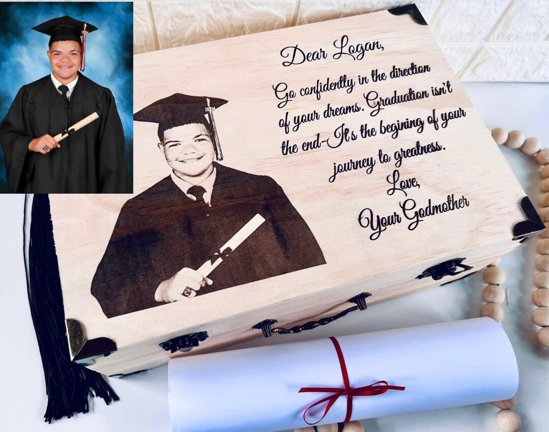 Laser Engraved Photo Graduation Keepsake Wooden Box - Etsy