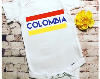 Colombia world cup soccer baby onesie top mundial bodysuit body suit