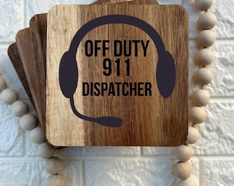Dispatcher gift engraved  wooden Coasters 911 dispatcher gift Dispatch retirement promotion