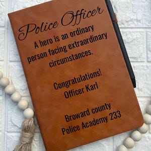 Personalized police officer engraved notebook journal 911 police trainee graduation appreciation grad police trainee police academy gift