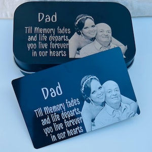 Foto Brieftasche Metall Brieftasche Karteneinsatz Laser graviert personalisierte Brieftasche Einsatz mit Schmuckkästchen Vater Sympathie Geschenk