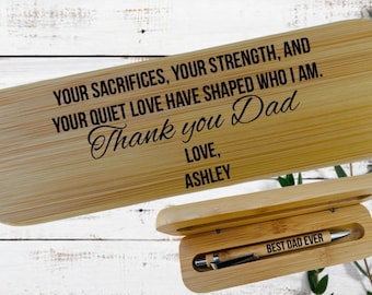 Laser engraved personalized  bamboo pen with bamboo box gift set for Dad gifts for him father day gift
