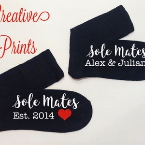Valentine anniversary sole mate socks gift personalized socks gift free organza gift bag
