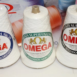 1 Cone de Crochê Omega Hilaza Superfina #10, #20 ou #30 na cor Branca 240 gramas Hilo Crochet de Omega