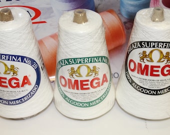 Hilo de algodón para crochet Omega: Hilaza Superfina blanca (240 gramos)