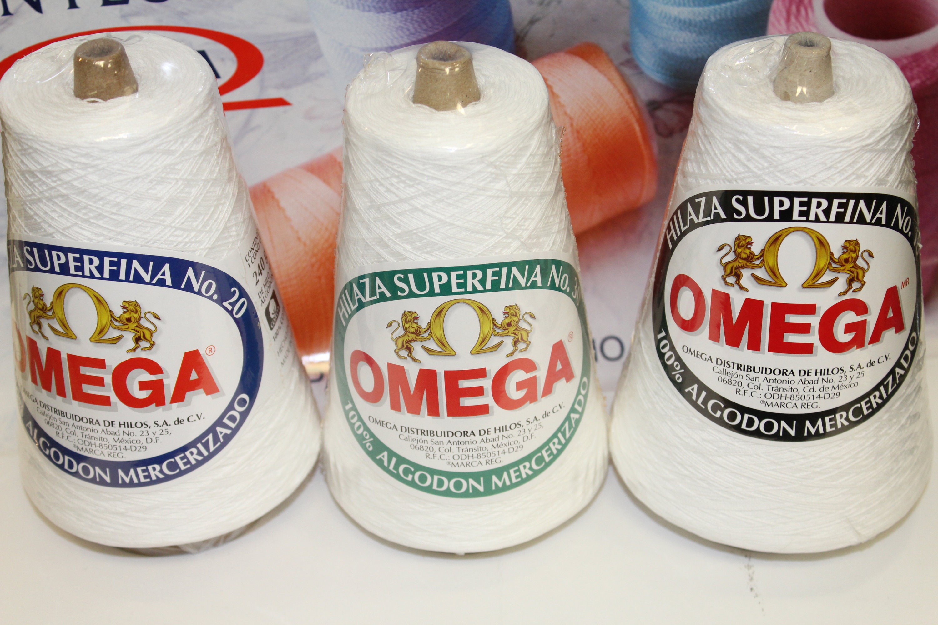 Omega Crochet Cotton Thread: White Hilaza Superfina Cone (240grams