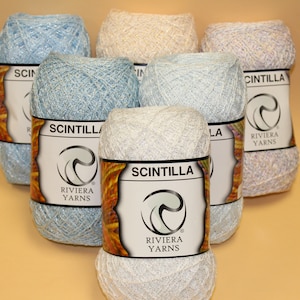 メタリッククリスタルかぎ針編み糸：Scintilla Riviera Yarn、100gr
