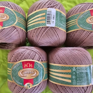 Crochet Omega No.5 (50grs) / 100% Mercerized Cotton yarn, Crochet Cotton Thread. Various Colors Available.