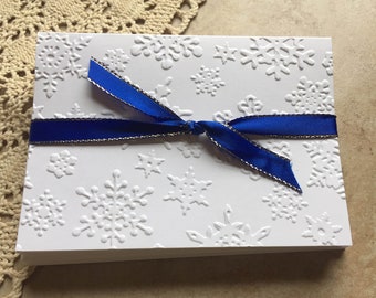 Embossed Snowflake Note Cards Set of 8 Winter Thank You Notes and Invitations