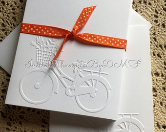 Embossed Bicycle Note Cards set of 8 A2 size 5.5 inches by 4.25 inches