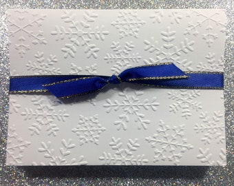 Embossed Snowflake Note Cards Set of 8 Winter Thank You Notes and Invitations
