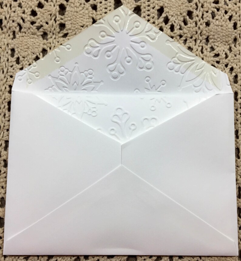 Embossed Snowflake Note Cards Set of 8 Winter Thank You Notes and Invitations