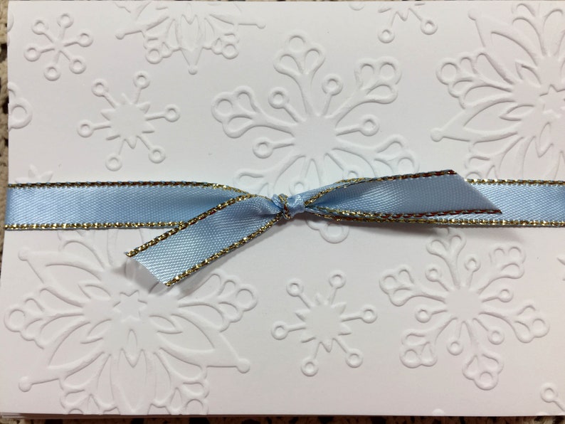 Embossed Snowflake Note Cards Set of 8 Winter Thank You Notes and Invitations