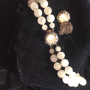 VTG Necklace and Earrings, Celluloid, Japan,Clip on  Earrings, Wedding &quot;Something Old&quot;, Vintage Jewelry gift. Bride, MOB, MOG,gift for her