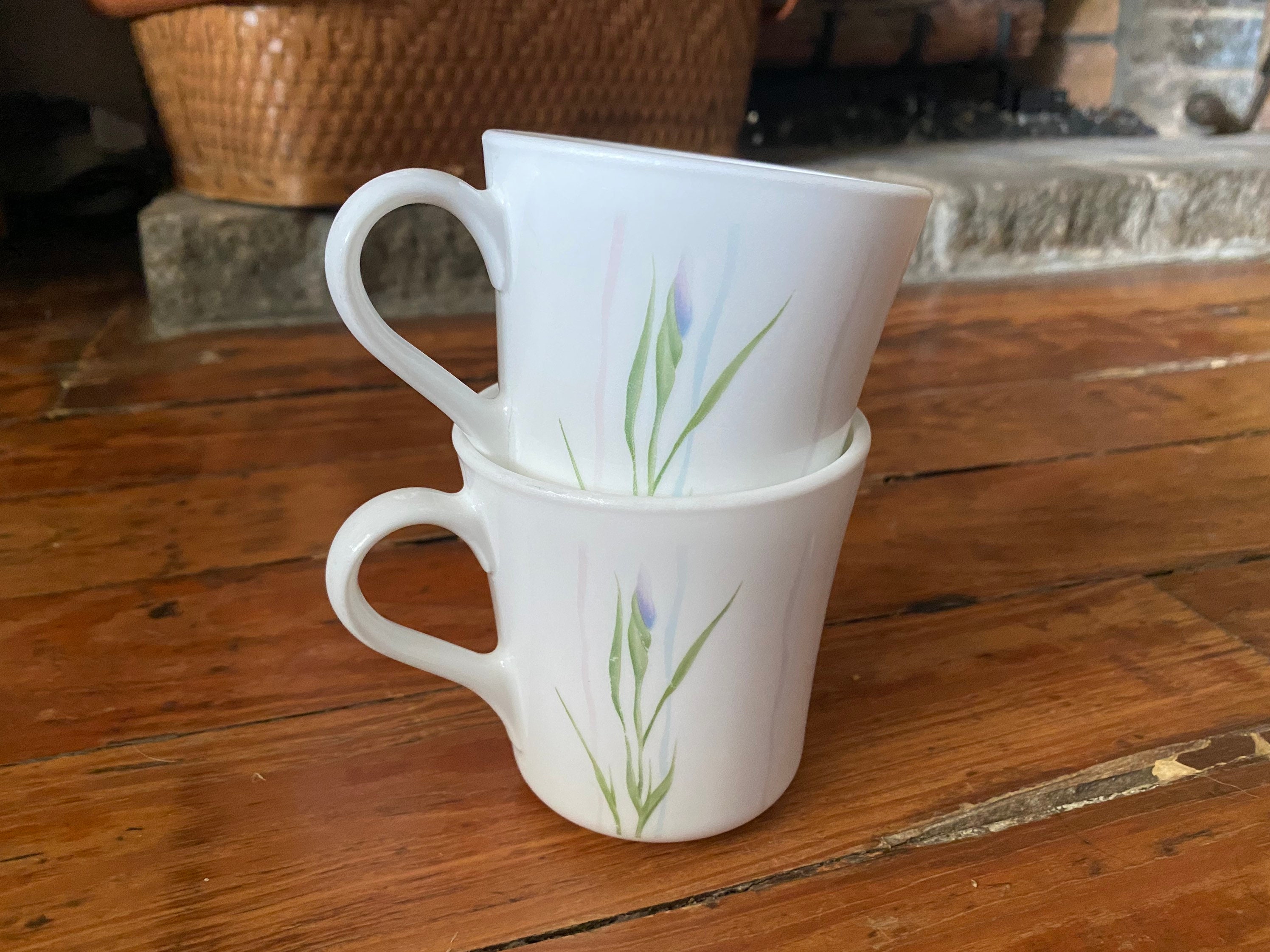 Corning Tea/coffee Mugs Made in the USA Iris Pattern Made in Etsy