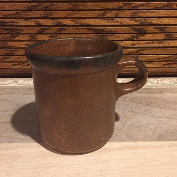 Mug pottery, McCoy 1412 Brown Canyon Mesa, Mid Century USA Pottery, 10 oz mug, 1970 mug, brown pottery coffee mug