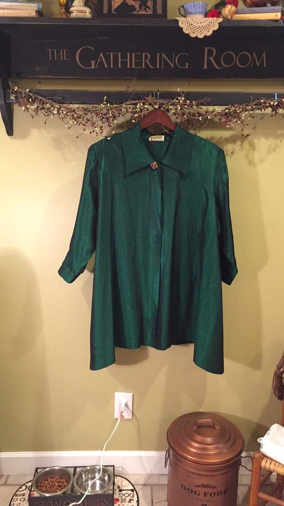 Vintage Green Iridescent Shirt from the 1980’s-ha… - image 6