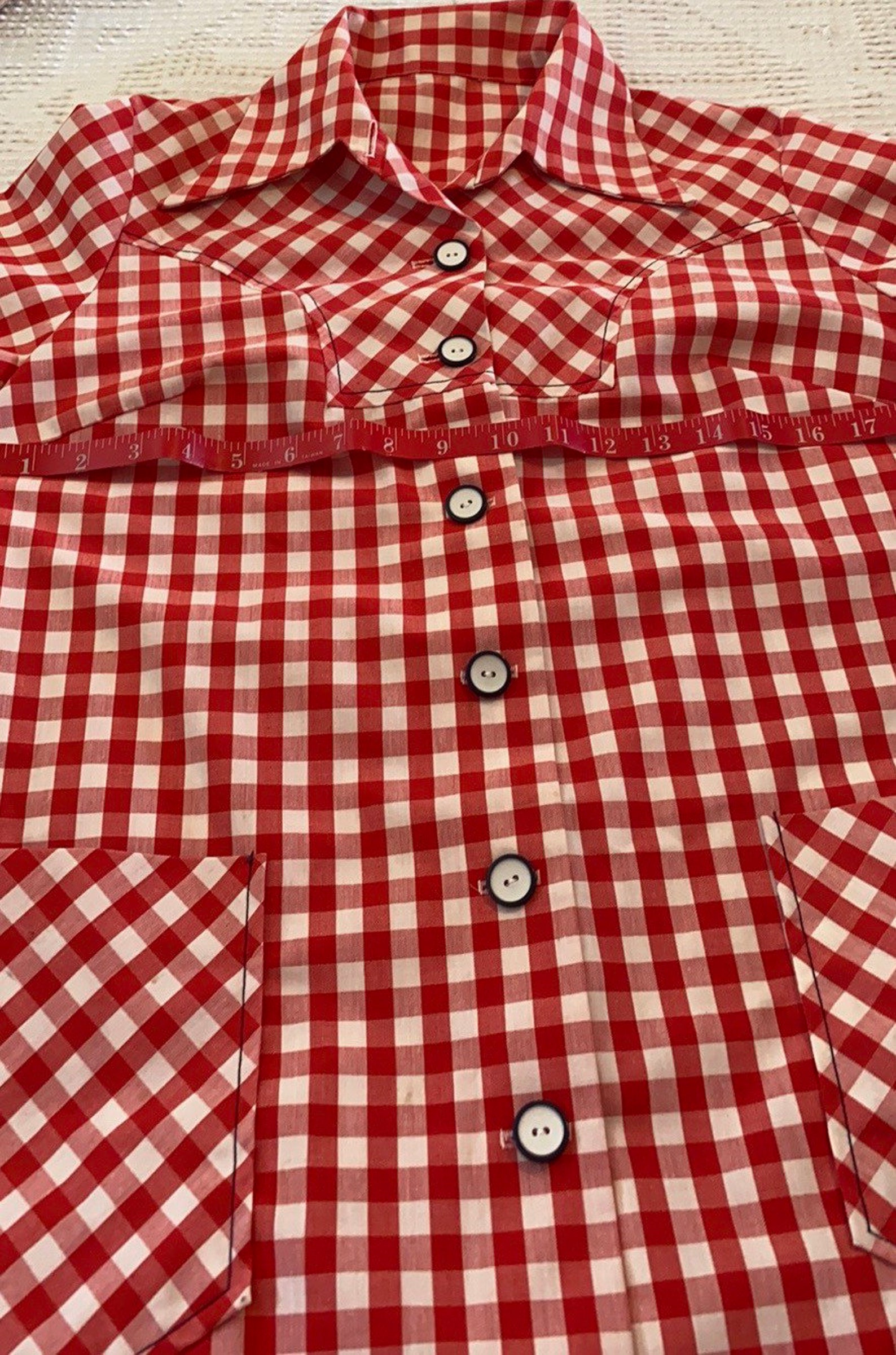 Red Buffalo Check Buffalo Plaid Handmade Jacket With Antique Buttons ...