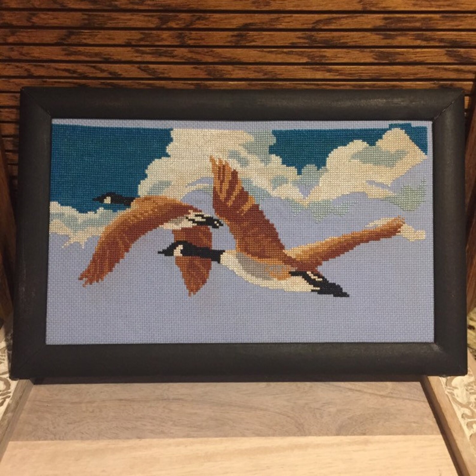 VTG Counted Cross Stitch Canadian Goose Flying Geese Counted Etsy