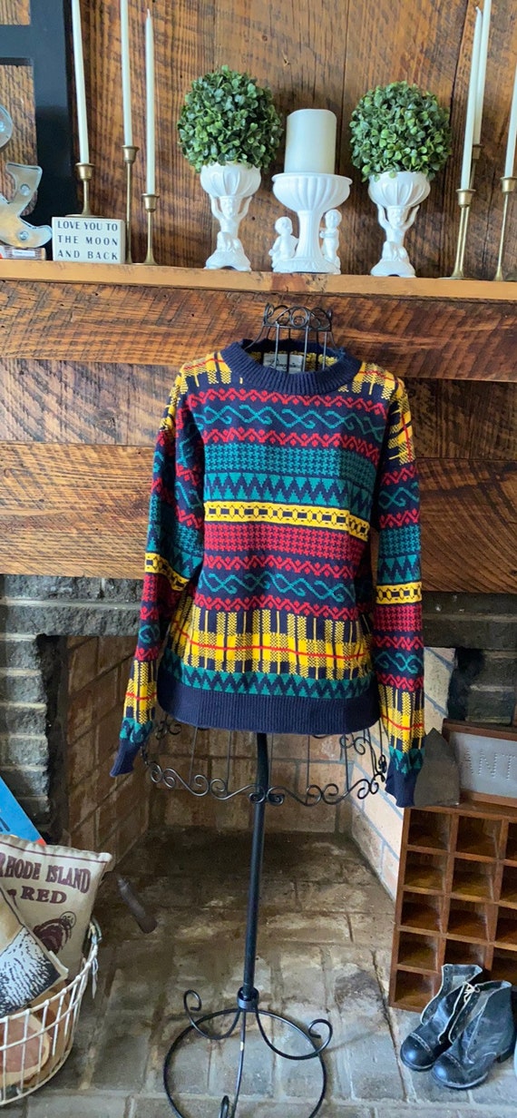 Vintage ladies colorful patterned sweater from th… - image 9