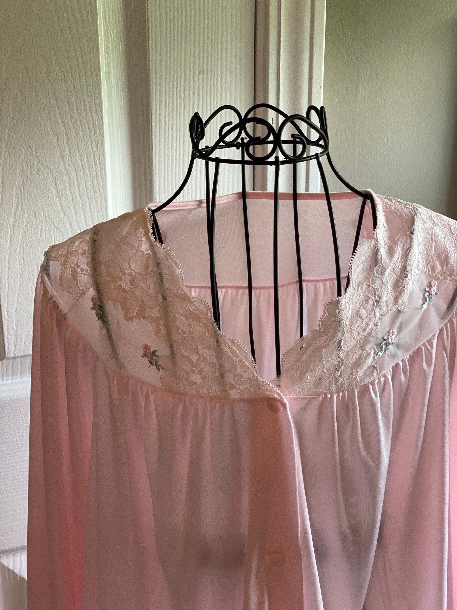 Pink Pajama Top & Pants Pink Lace Pajama Set Vintage Pjs Etsy