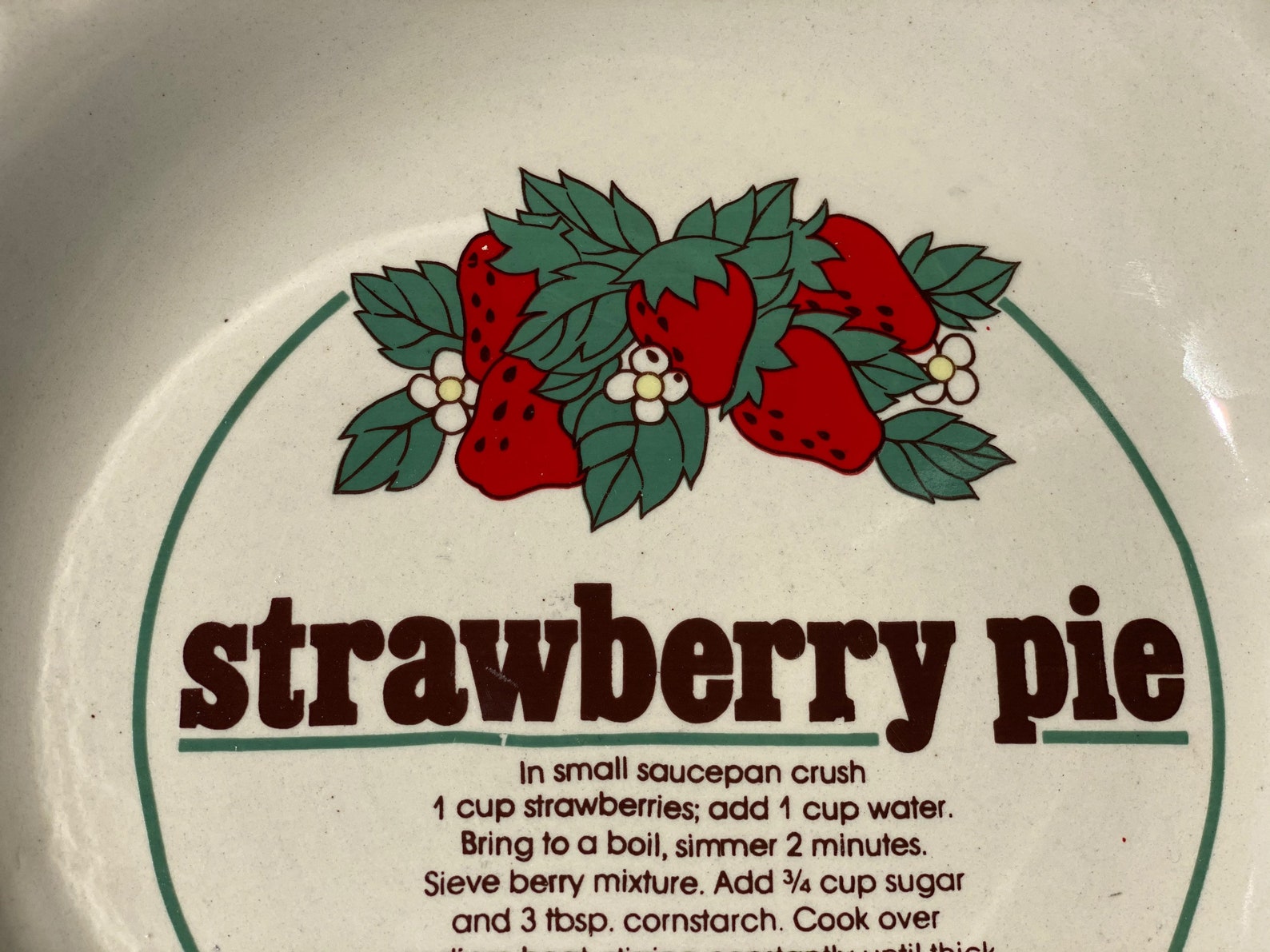 Vintage Strawberry Pie Plate With Recipe 1980s With Bar Code Etsy