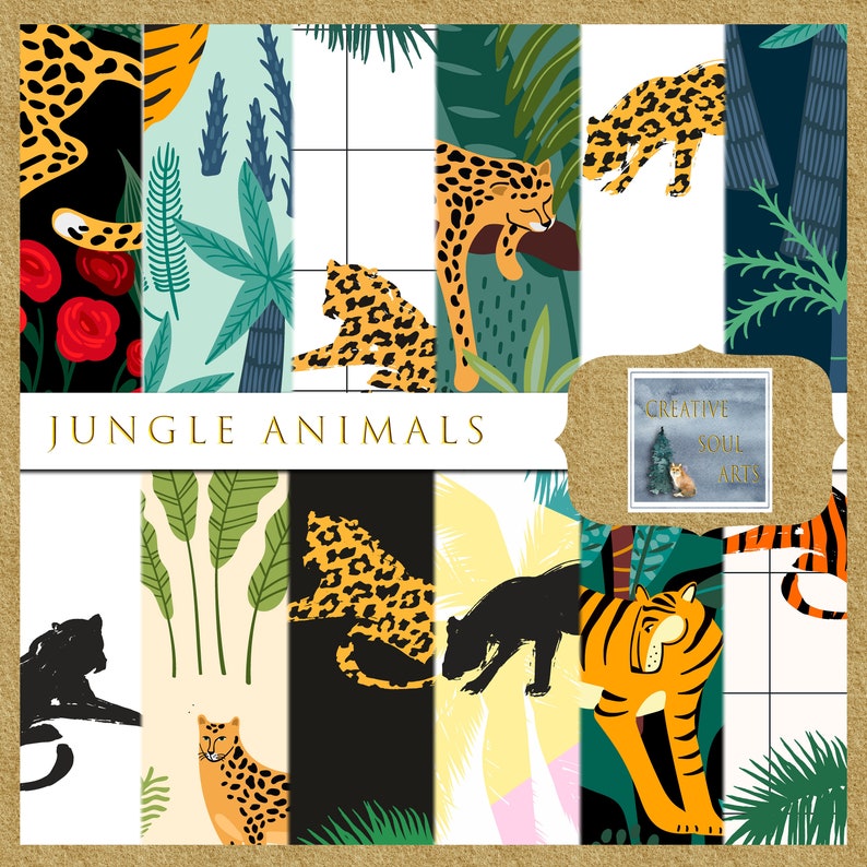 Origami Paper Scrapbook Paper Decoupage Paper Jungle Print Etsy