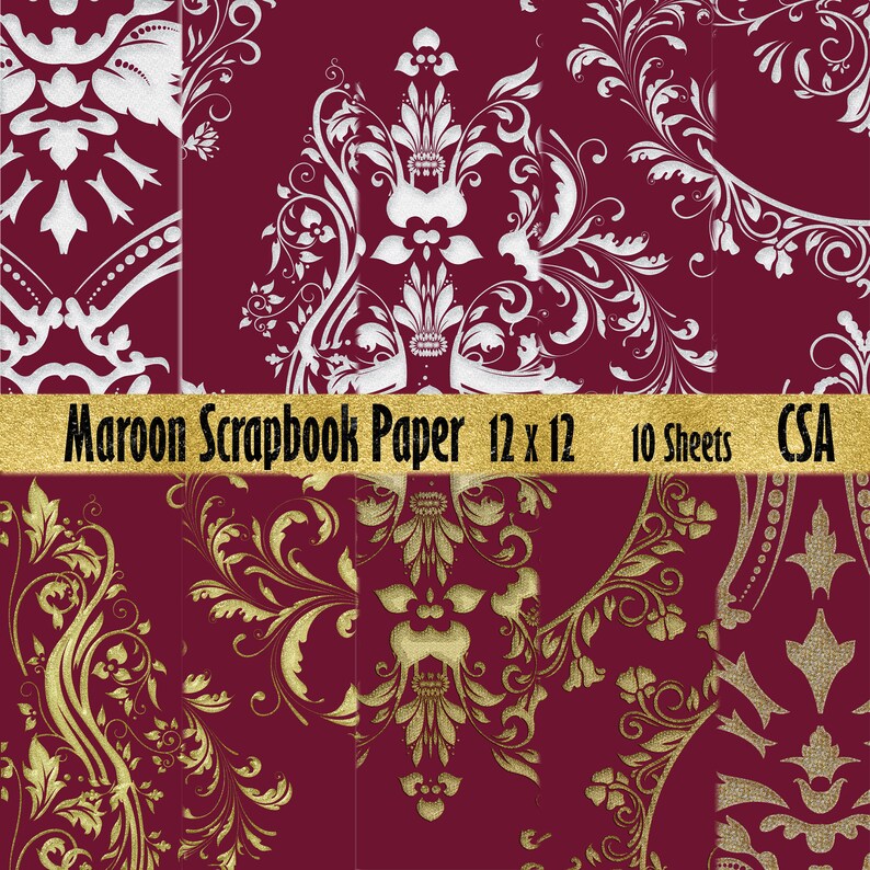 Maroon Scrapbook Paper Origami Paper Wrapping Paper Printable Etsy