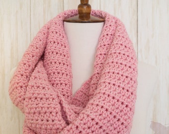 Pink Sparkle Infinity Scarf, Light Pink Sparkle Infinity Scarf, Bright Pink Crochet Scarf, Crochet Pink Circle Scarf