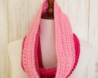 Handmade Child Size Pink Ombre Crochet Cowl Scarf