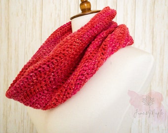 Handmade Pink Ombre Crochet Infinity Scarf, Warm Acrylic Cowl