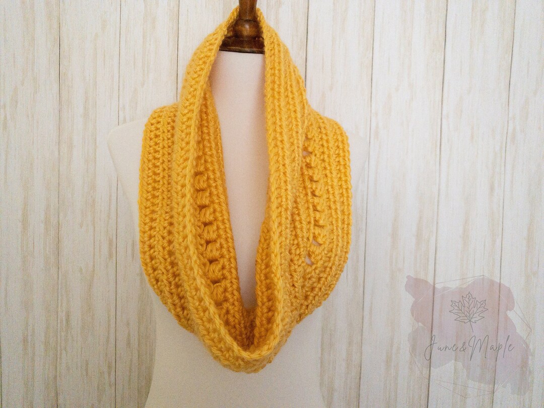 Golden Yellow Crochet Cowl Scarf, Handmade Acrylic Infinity Scarf - Etsy