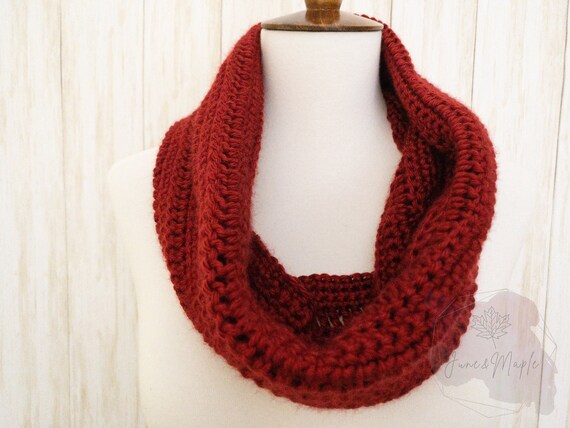 Autumn Red Cowl Scarf, Dark Red Cowl Scarf, Winter Red Cowl Scarf, Soft Red  Scarf, Red Crochet Circle Scarf - Etsy