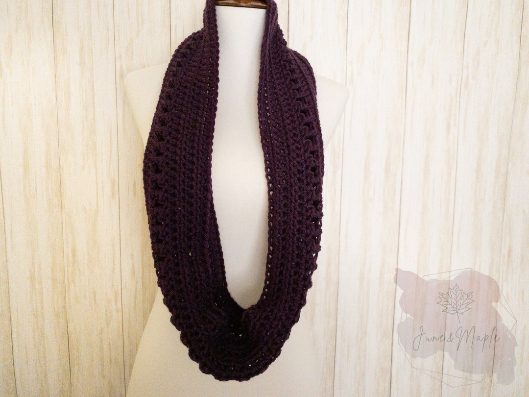 Handmade Purple Crochet Infinity Scarf, Soft Warm Acrylic Winter Scarf ...