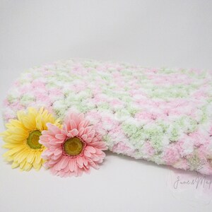 Pink, Green, and White Baby Blanket, Colorful Crochet Baby Blanket, Handmade Stroller Blanket, Soft Baby Blanket