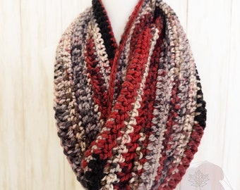 Handmade Red Black Ombre Crochet Cowl Scarf, Winter Soft  Handmade Acrylic Neck Warmer