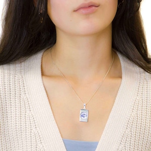Nano Bible Cross Mini Card Pendant (Old and New Testament On Necklace) silver rectangle necklace, with circle inset bible